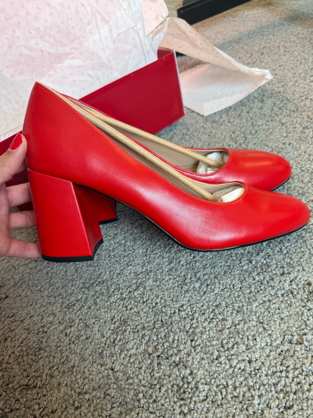 Women's Red Block Heel Pumps NWT
